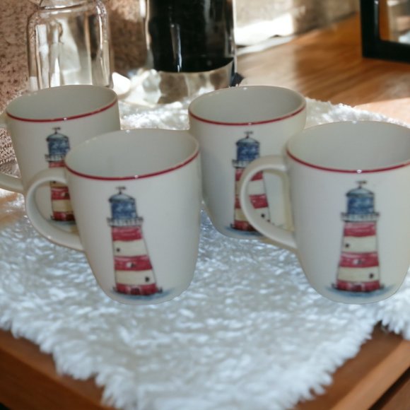 4 Mikasa Vintage Bar HarborNautical Cups/Mugs EUC Gift